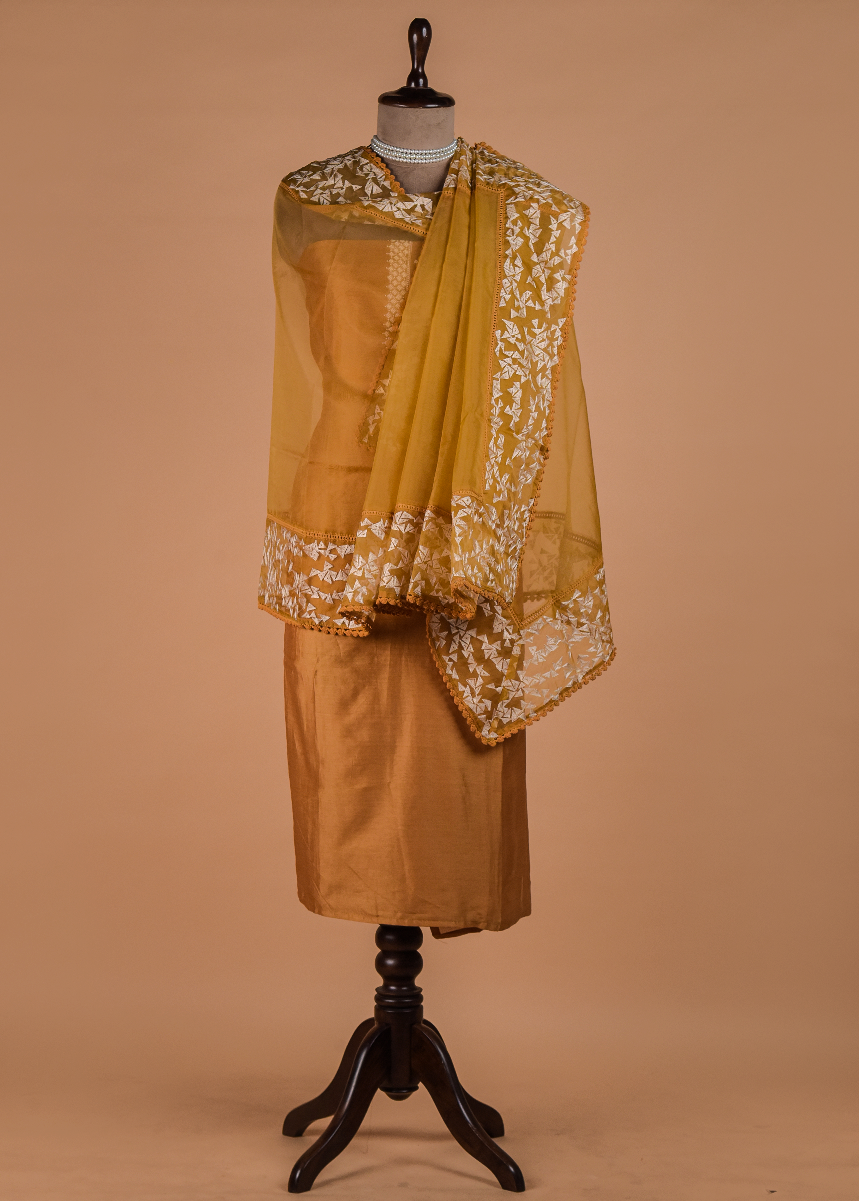 Yellow Handwoven Chanderi Dress Material - Image 4 | Greenways Delhi