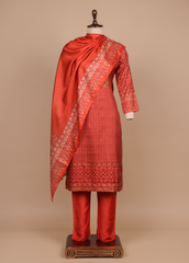 Red Tussar Straight Set