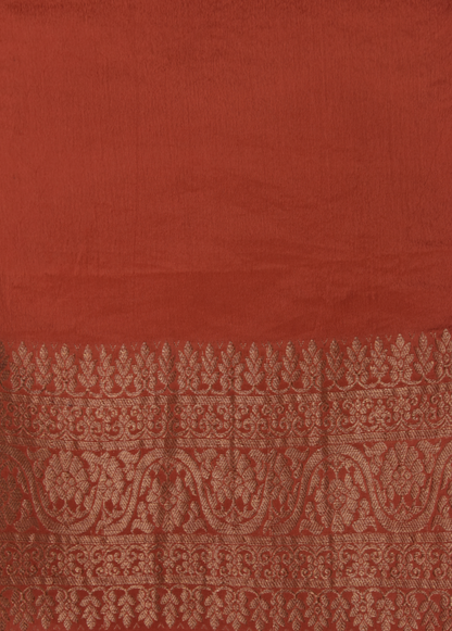 Rust Crepe Banarasi Saree
