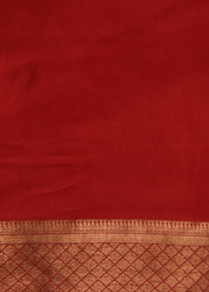 Red Crepe Silk Banarasi Saree