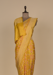 Yellow Silk Banarasi Saree