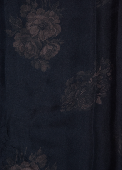 Blue Satin Printed Saree