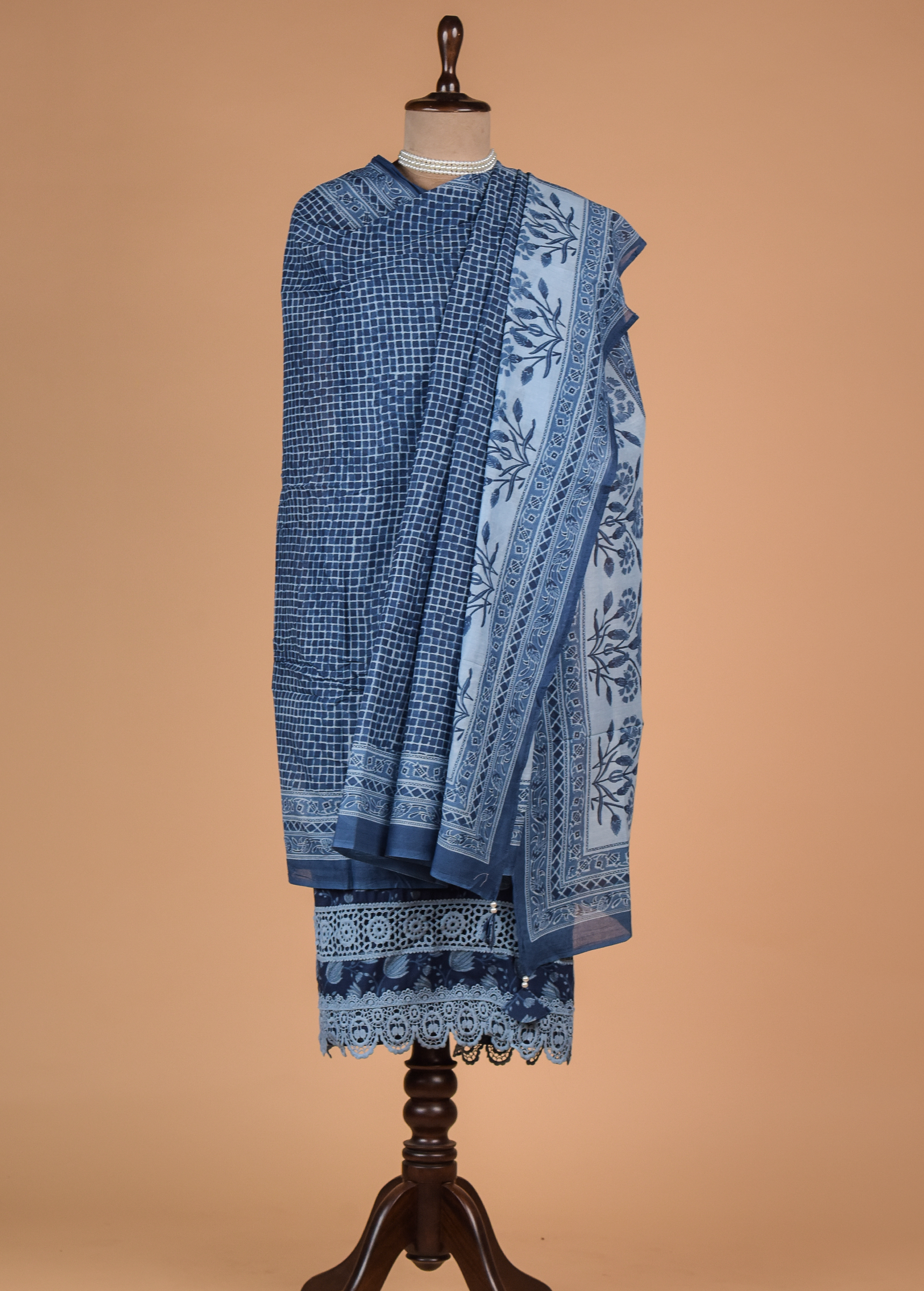 Blue Cotton Dress Material
