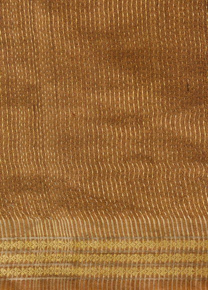 Mustard Tussar Printed Saree