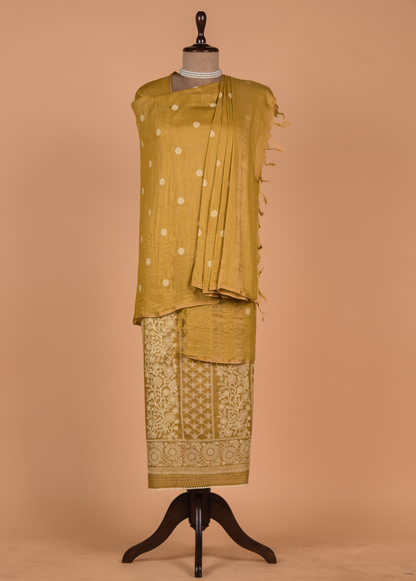 Yellow Tussar Dress Material