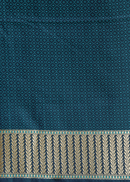 Blue Moroccan Silk Embroidered Saree