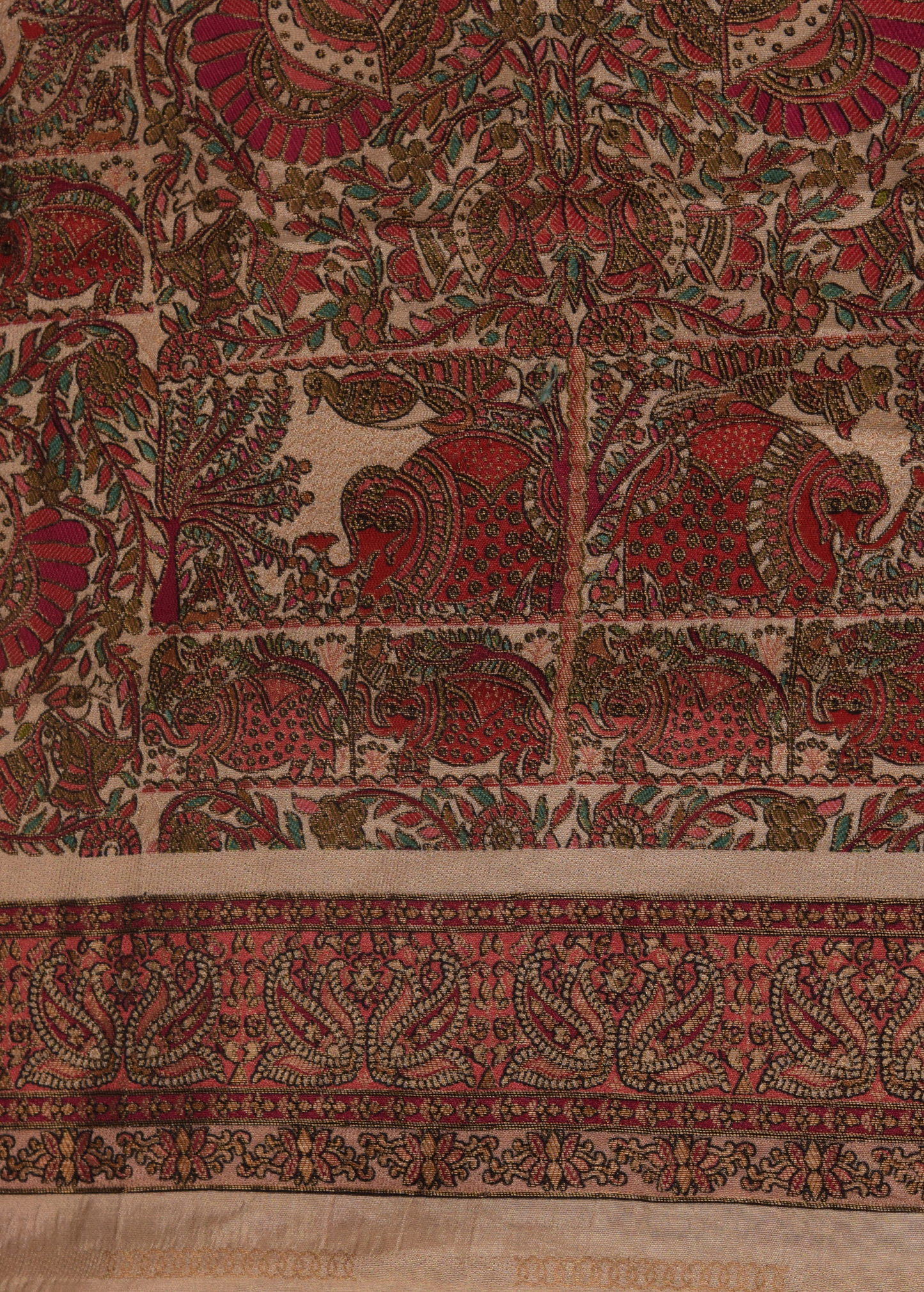 Cream Moroccan Silk Embroidered Saree