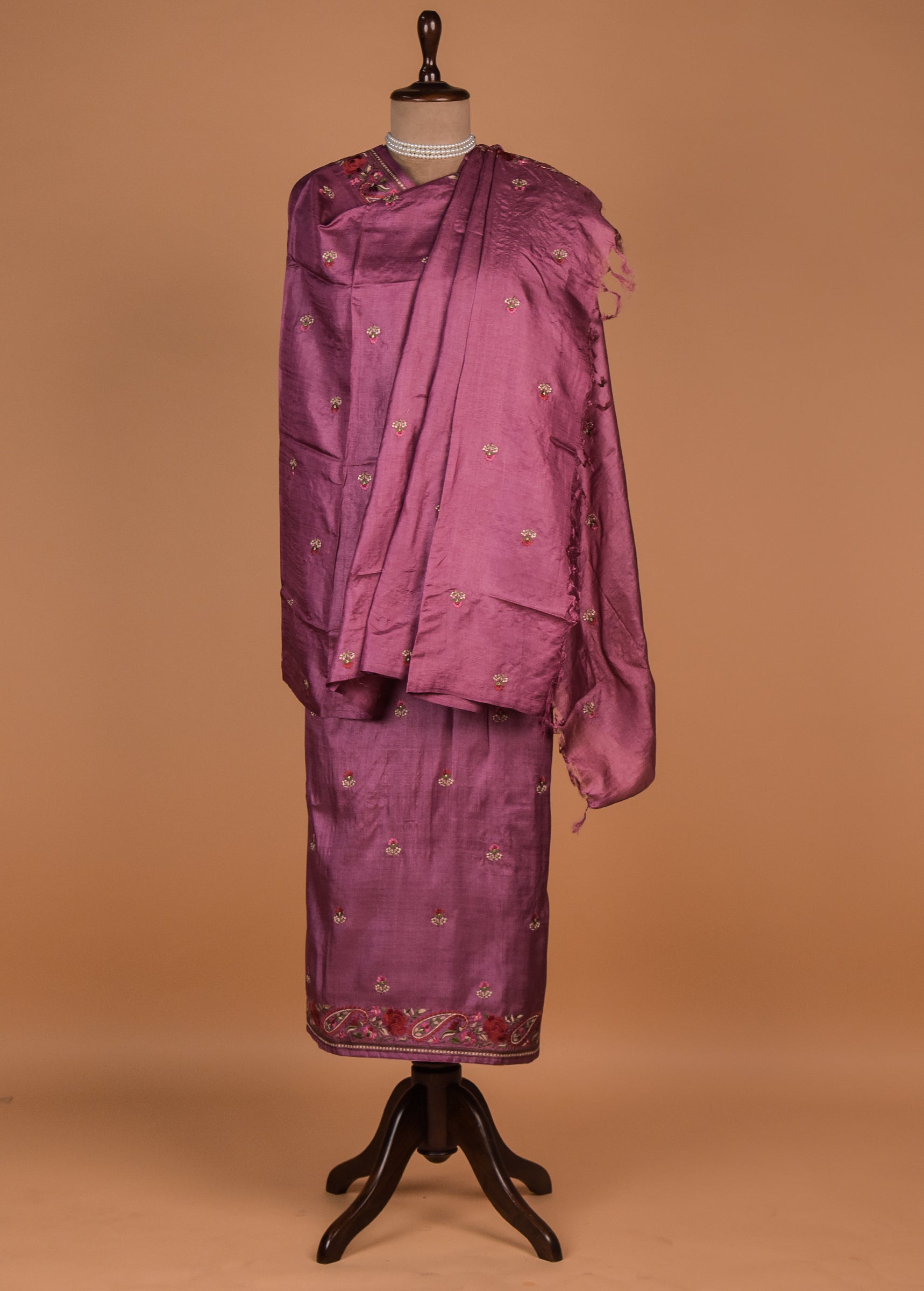 Pink Tussar Dress Material