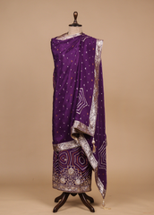 Purple Crepe Silk Dress Material