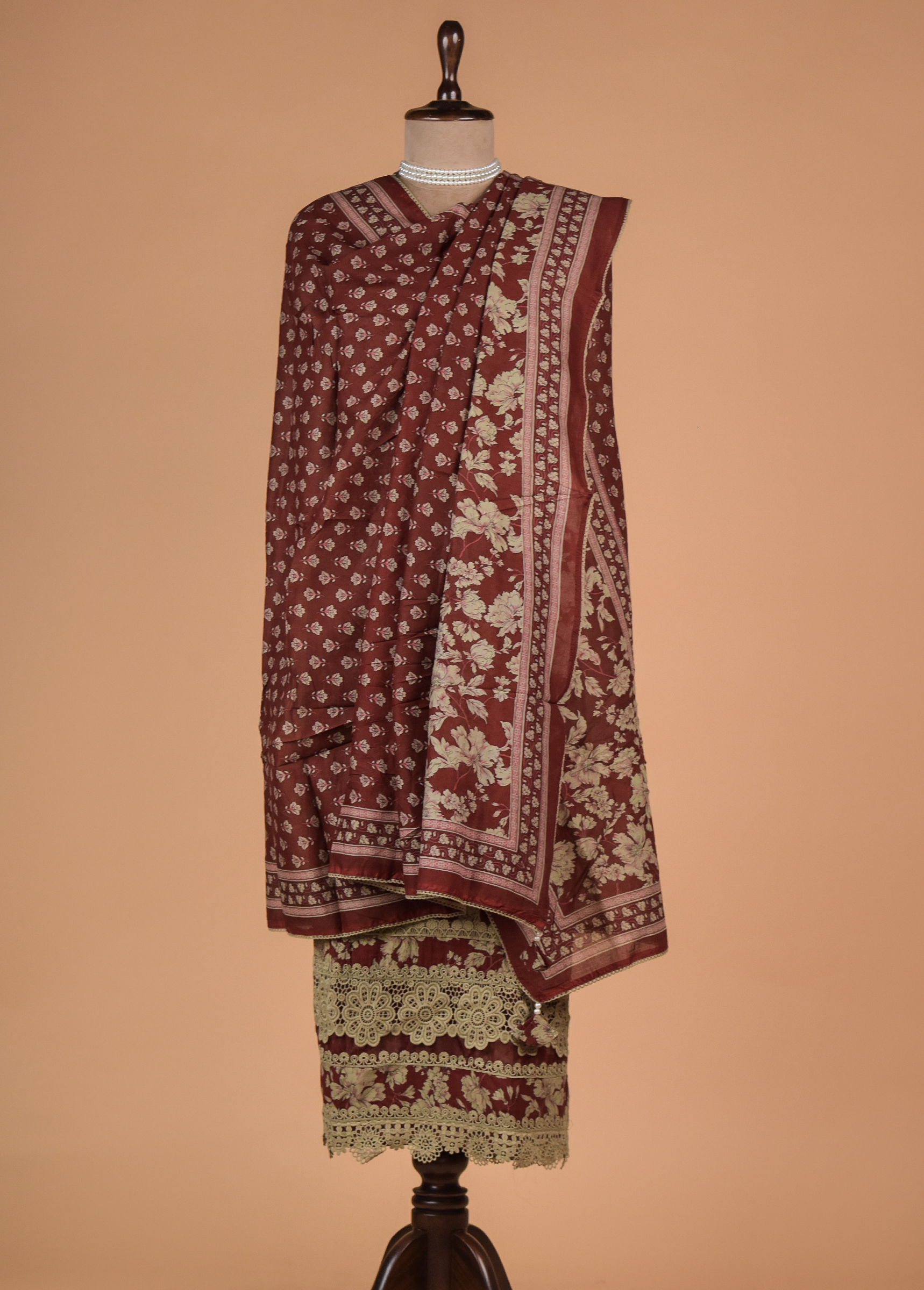 Red Cotton Dress Material