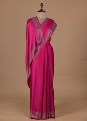 Pink Crepe Embroidered Saree