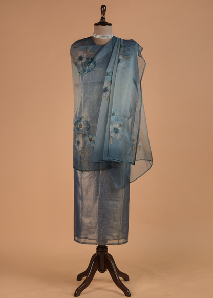 Blue Tissue Dress Material