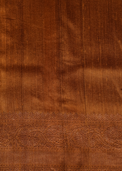 Mustard Tussar Silk Printed Saree