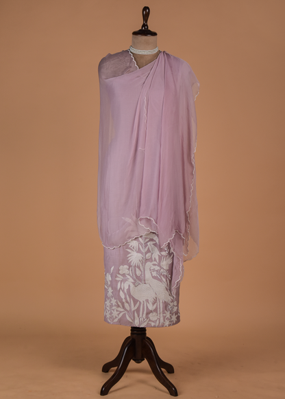 Purple Cotton Dress Material