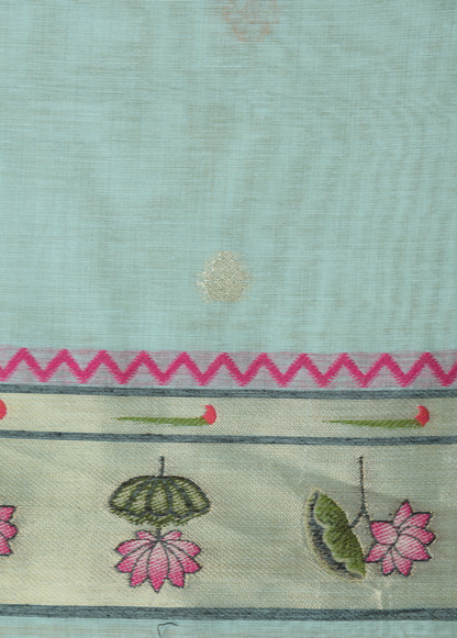 Blue Cotton Banarasi Saree