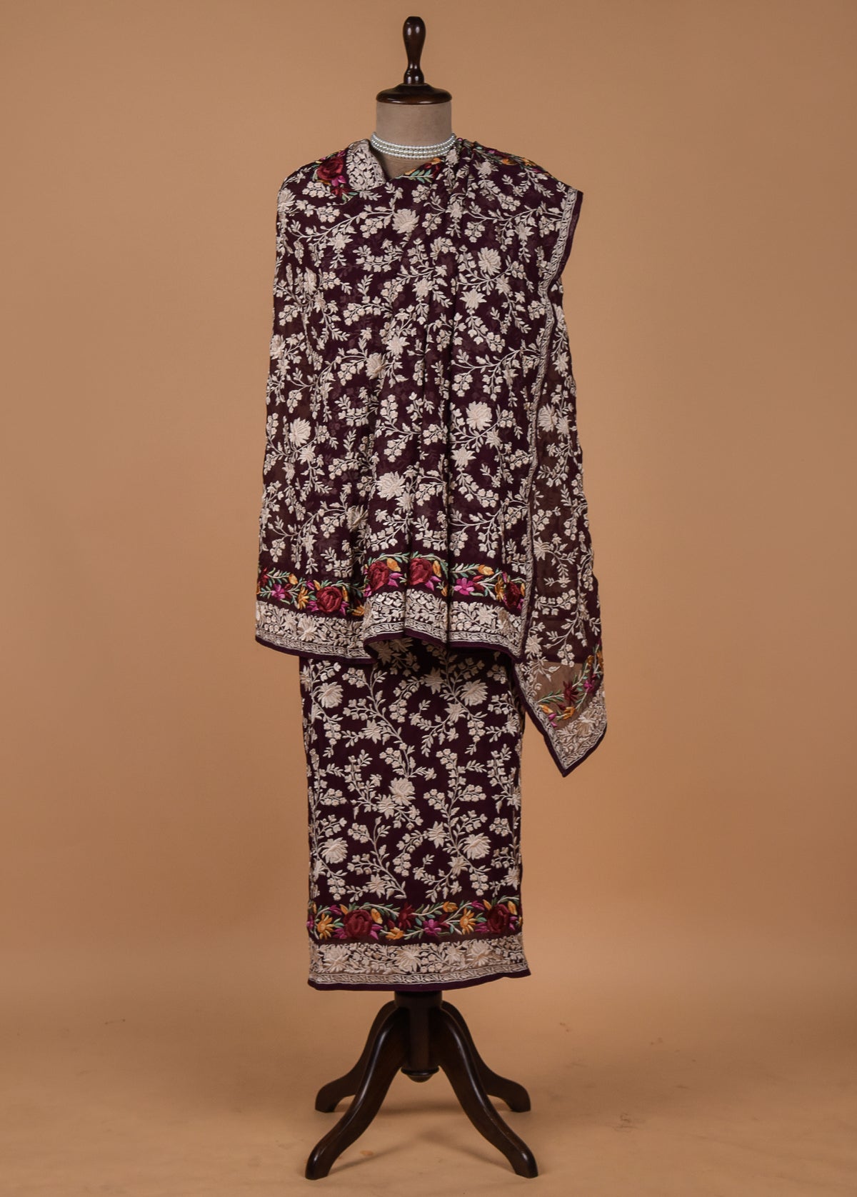 Wine Georgette Dress Material