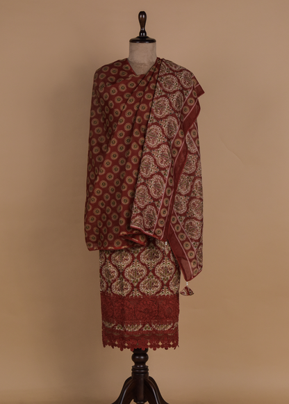Red Chanderi Dress Material