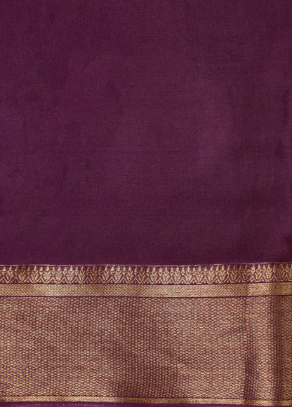 Purple Crepe Banarasi Saree
