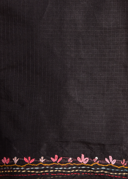 Black Linen Cotton Saree