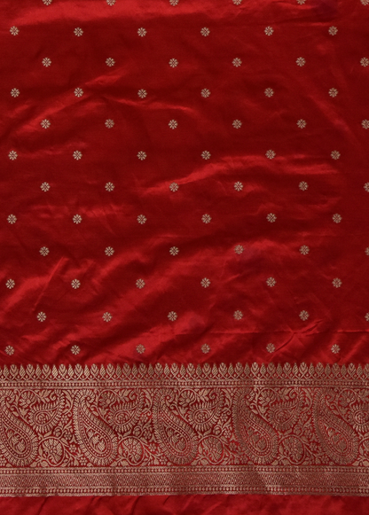 Red Art Satin Banarasi Saree