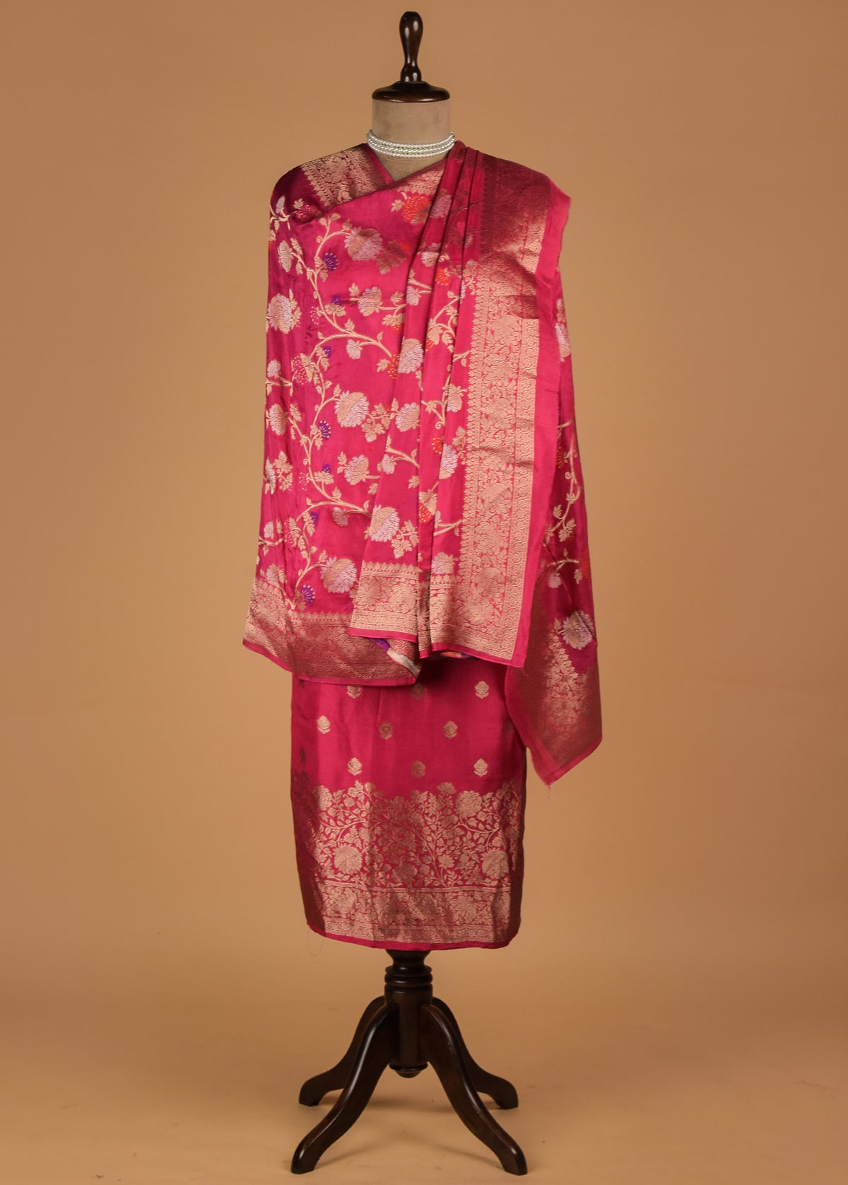 Pink Crepe Silk Dress Material