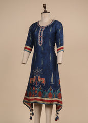 Blue Cotton Silk Kurti