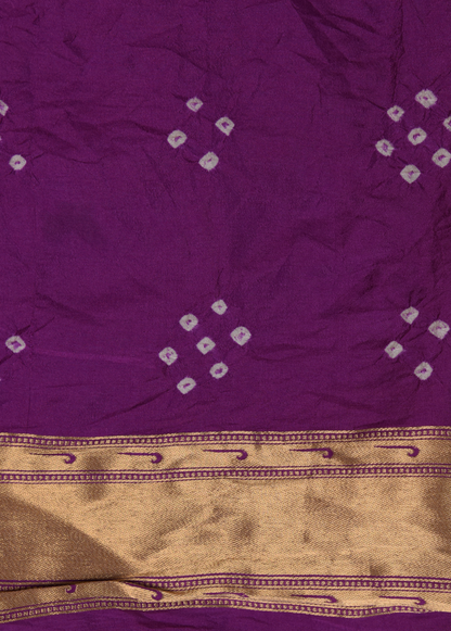 Purple Gajji Silk Bandhani Saree