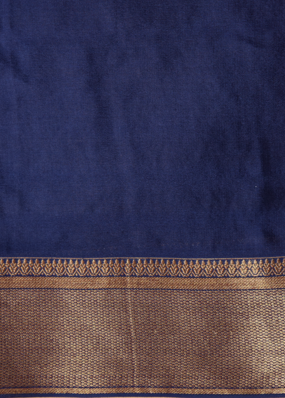 Blue Crepe Banarasi Saree