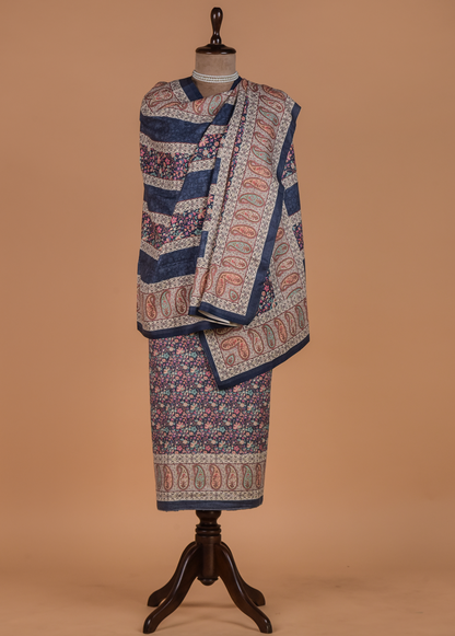 Blue Pashmina Dress Material