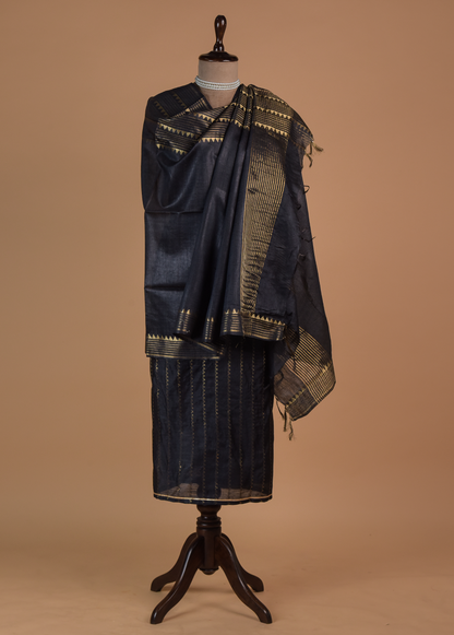 Blue Tussar Dress Material