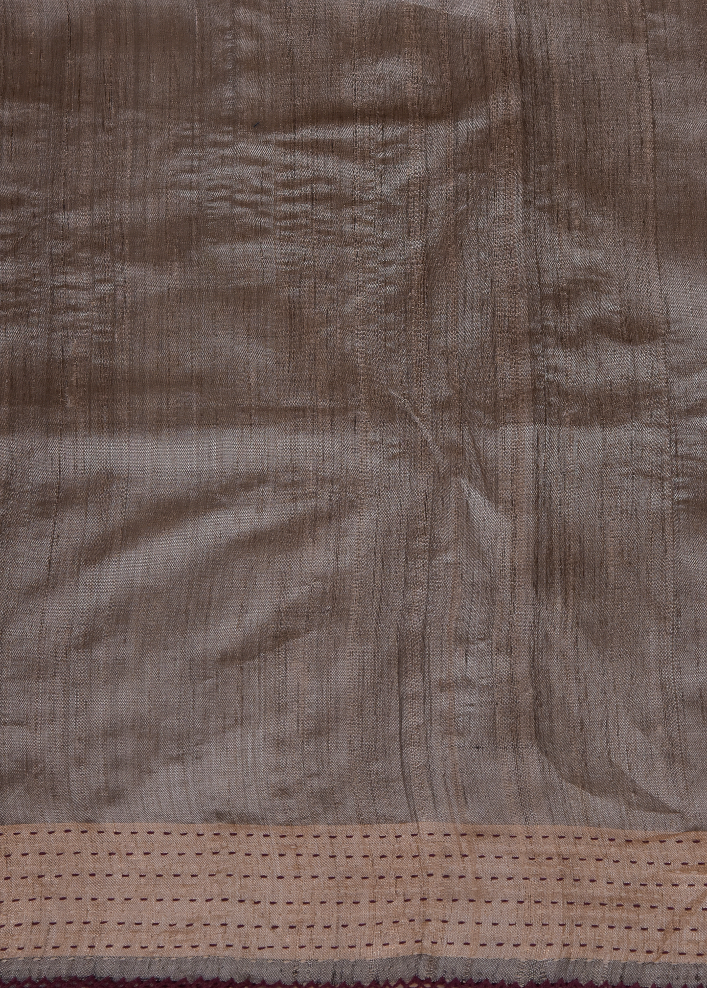 Red Handloom Tussar Embroidered Saree