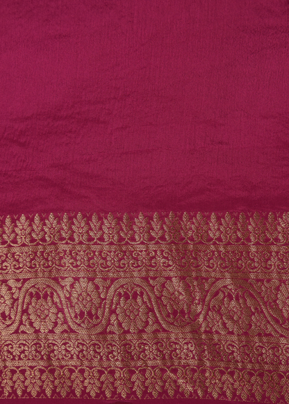 Pink Crepe Banarasi Saree