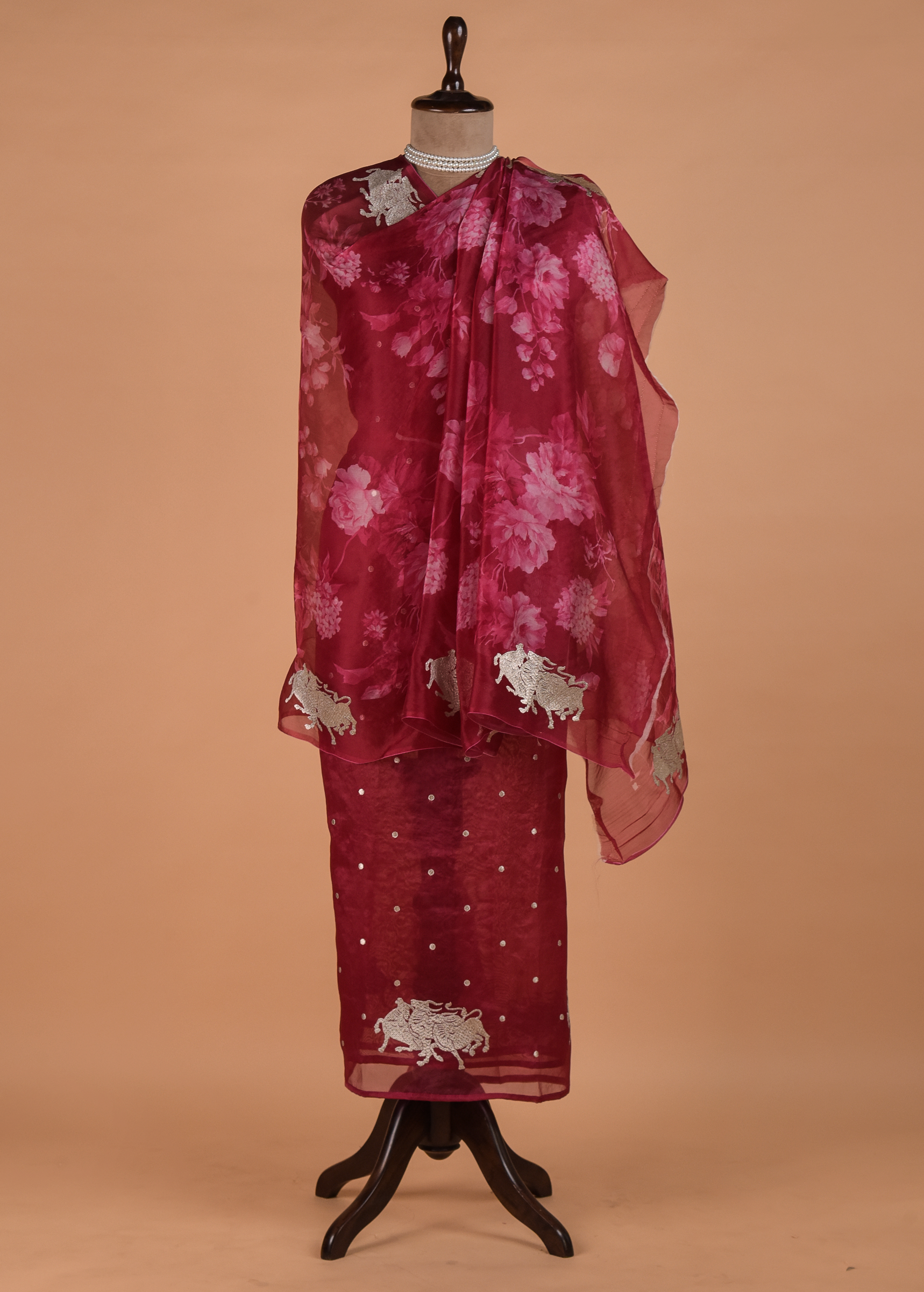Red Cotton Silk Dress Material - Image 4 | Greenways Delhi