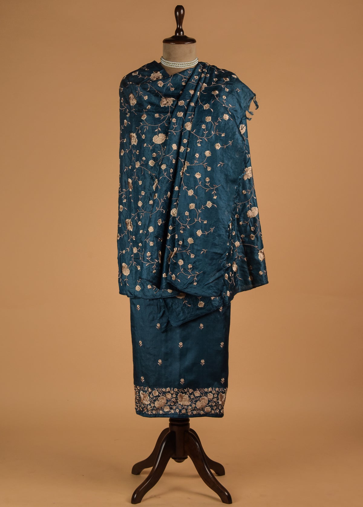 Blue Tussar Dress Material