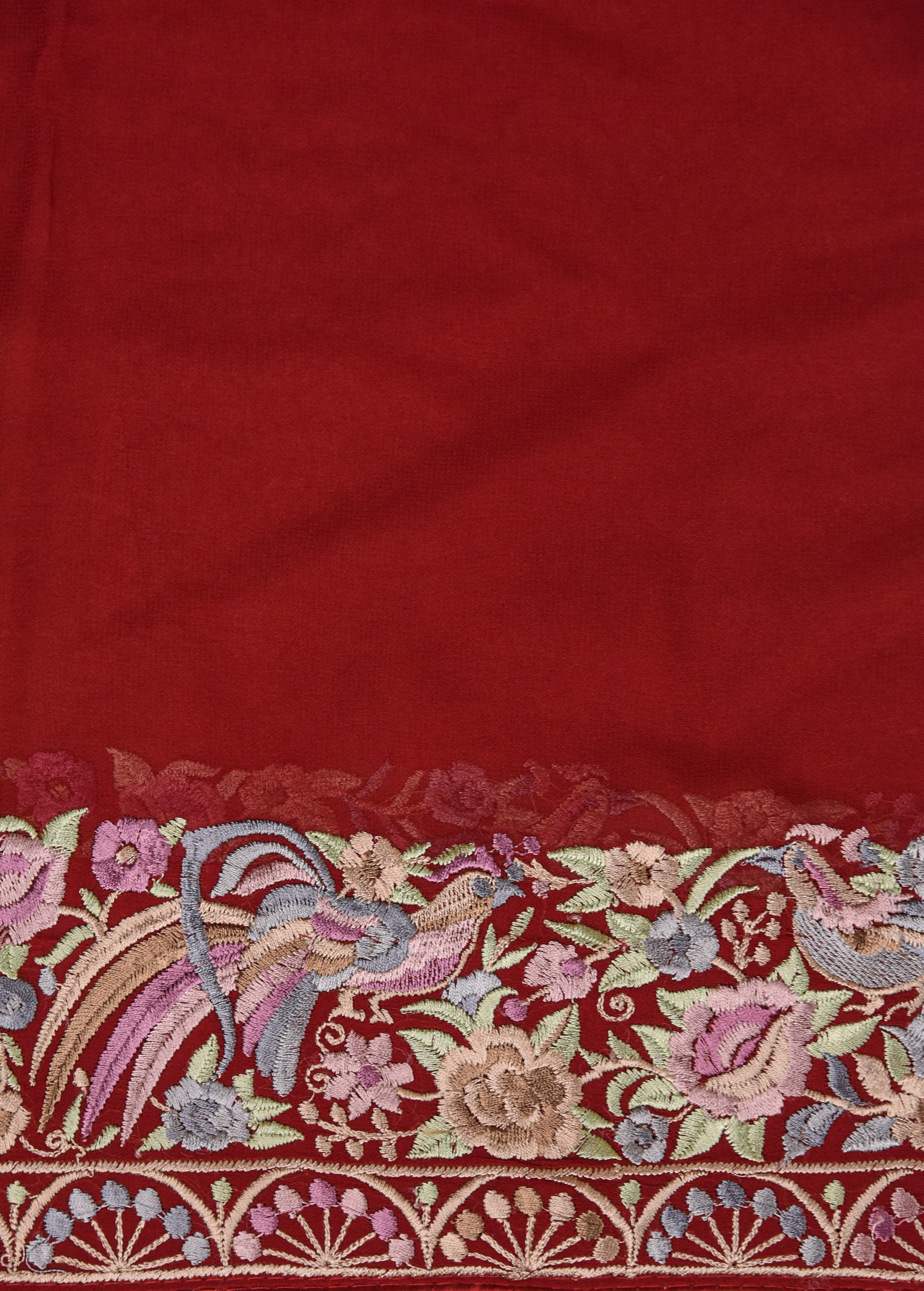 Red Hand Embroidered Georgette Saree - Image 4 | Greenways Delhi