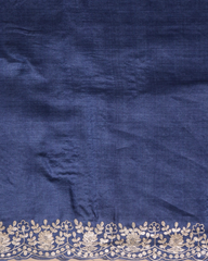 Blue Tussar Embroidered Saree