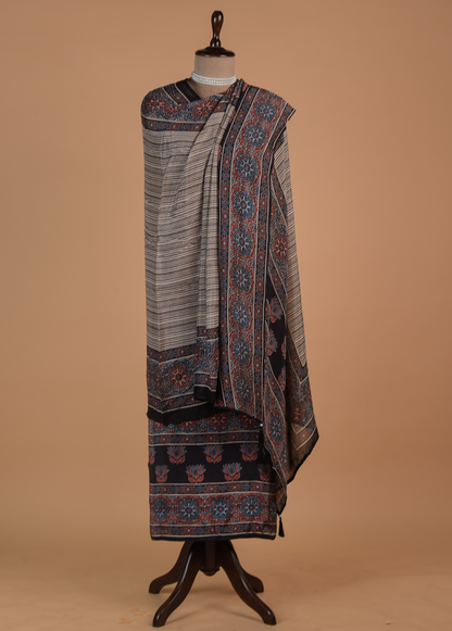 Multicoloured Crepe Dress Material