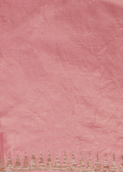 Pink Shimmer Georgette Embroidered Saree