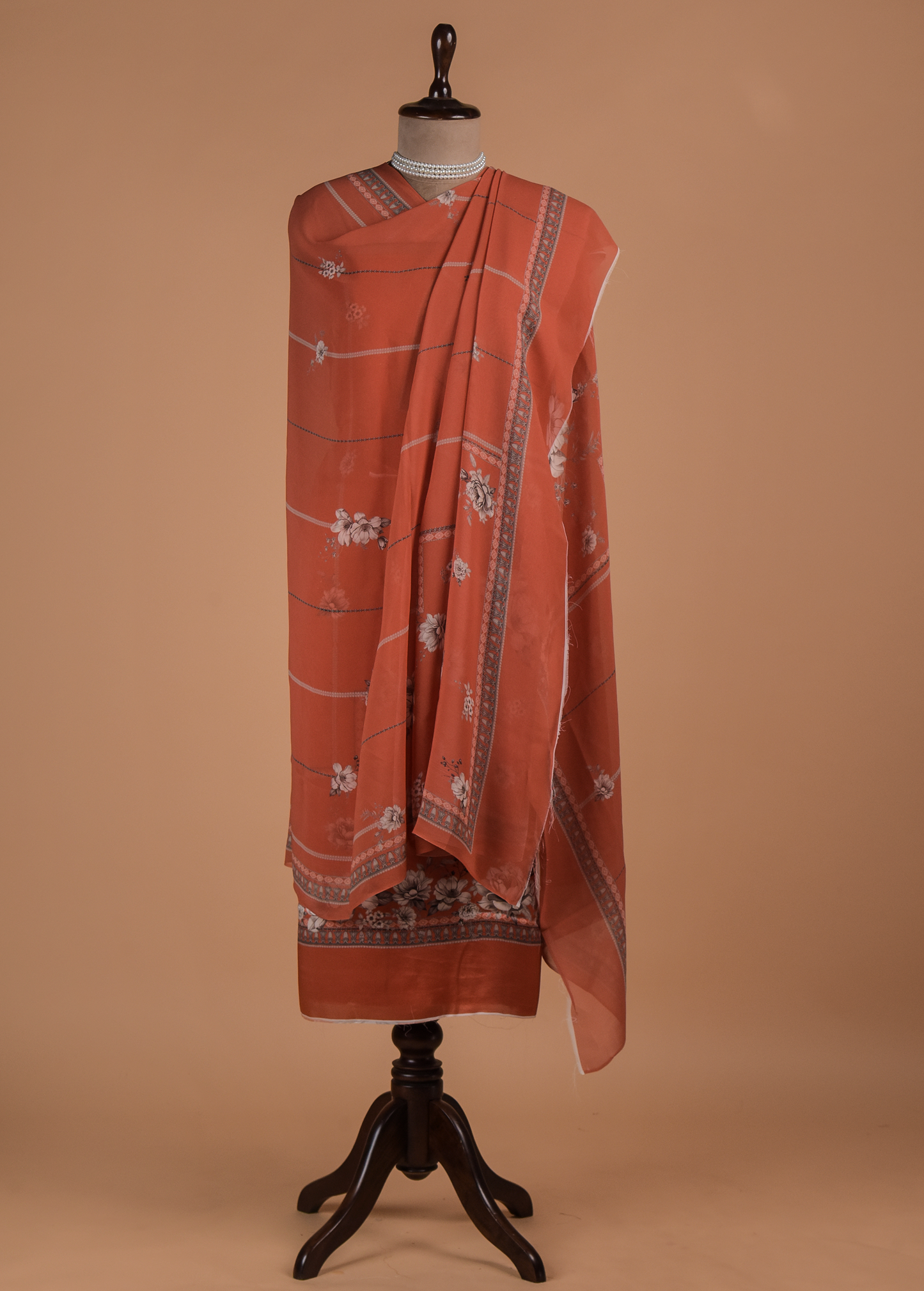 Orange Satin Dress Material