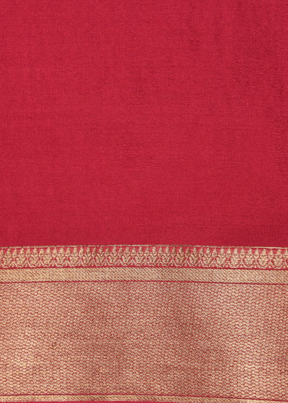 Red Crepe Banarasi Saree