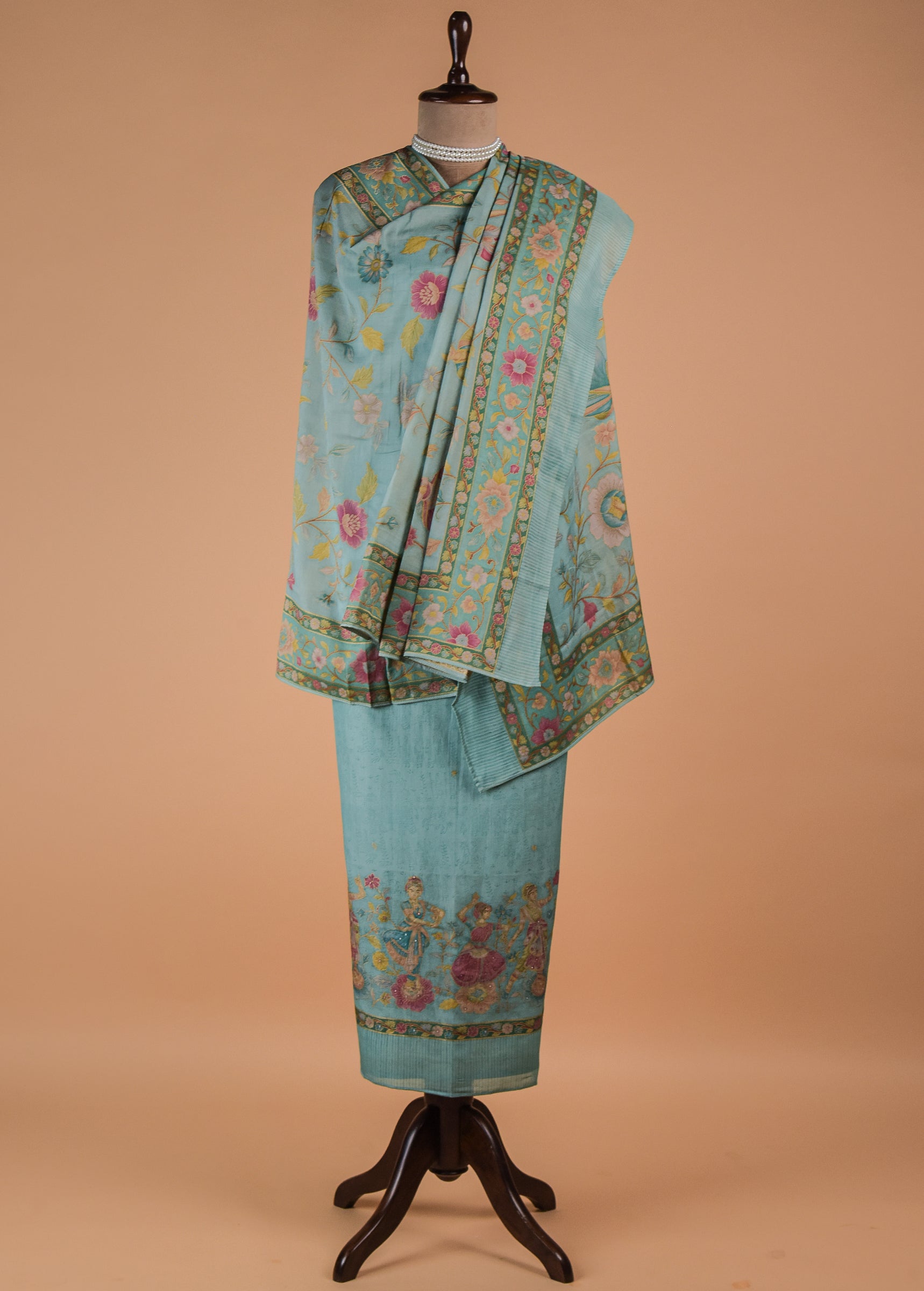 Blue Cotton Silk Dress Material