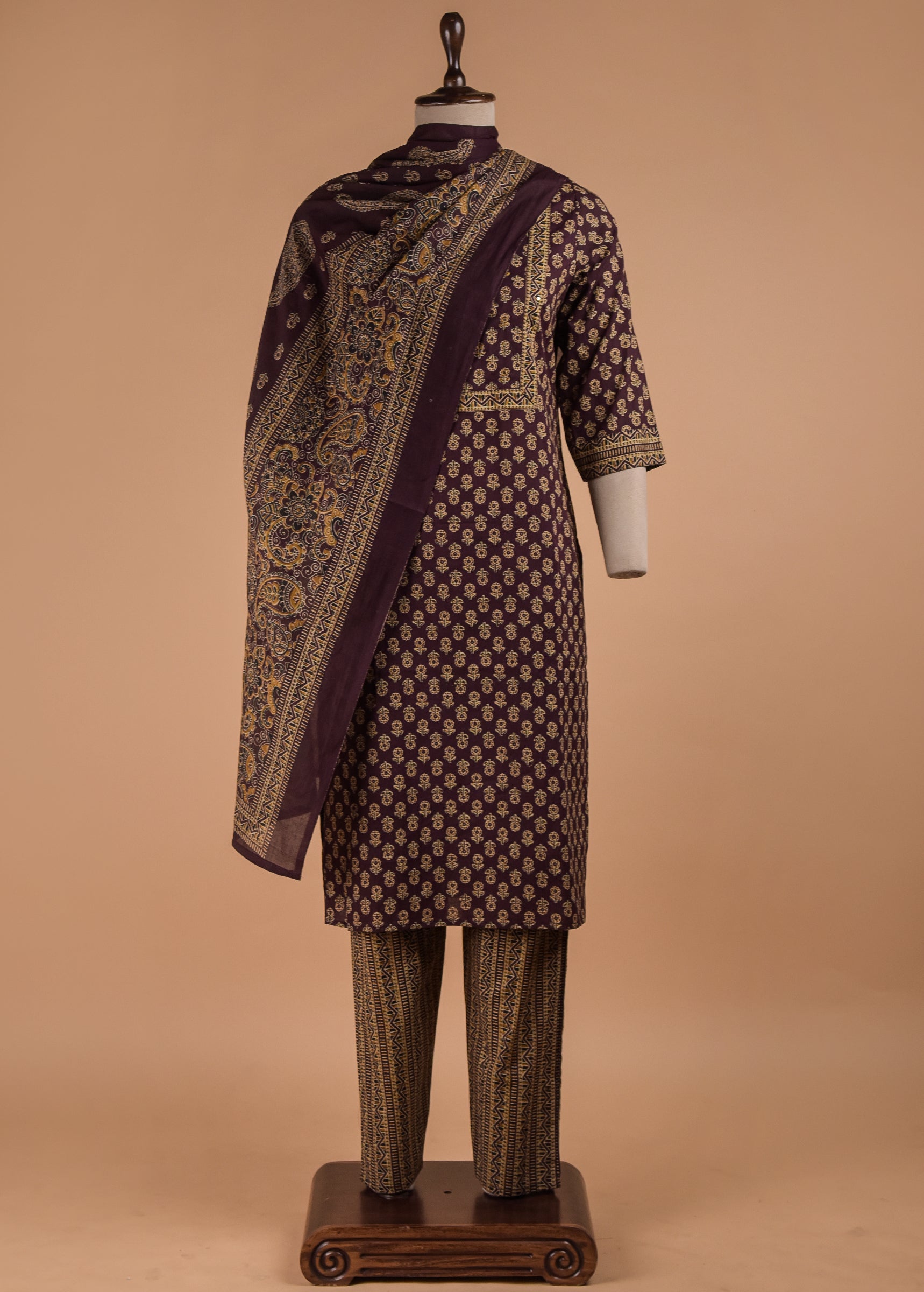 Purple Cotton Straight Set