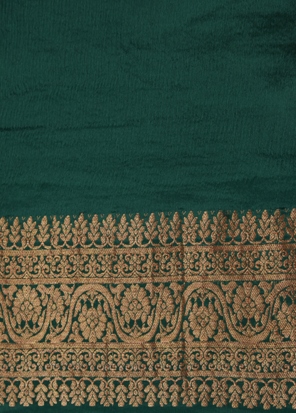 Green Crepe Banarasi Saree