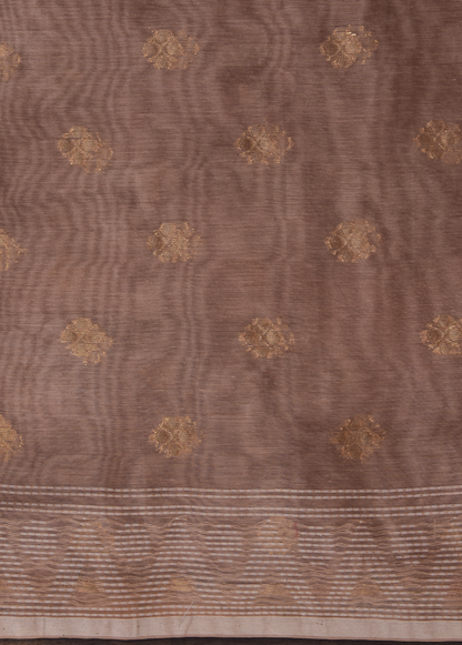 Beige Cotton Printed Saree