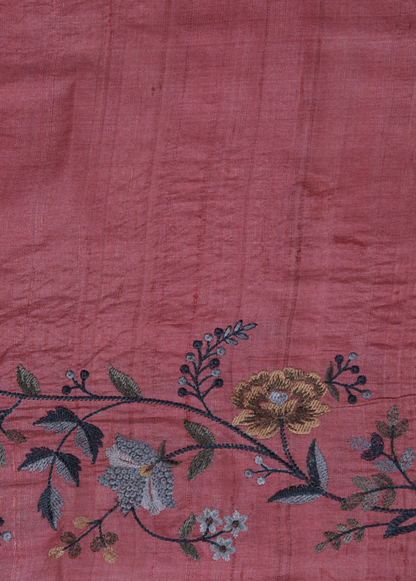 Pink Tussar Embroidered Saree