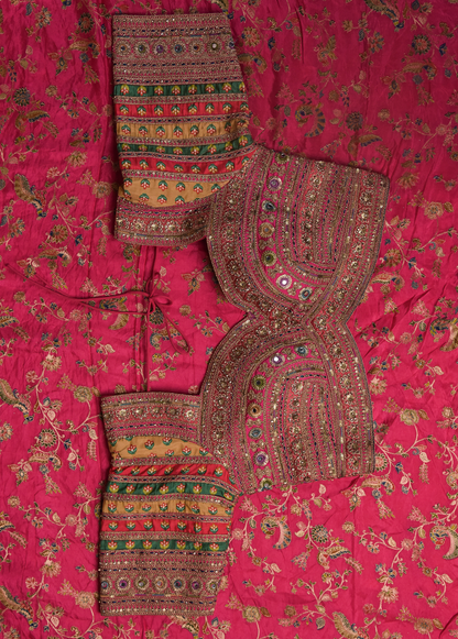 Pink Moroccan Silk Embroidered Saree