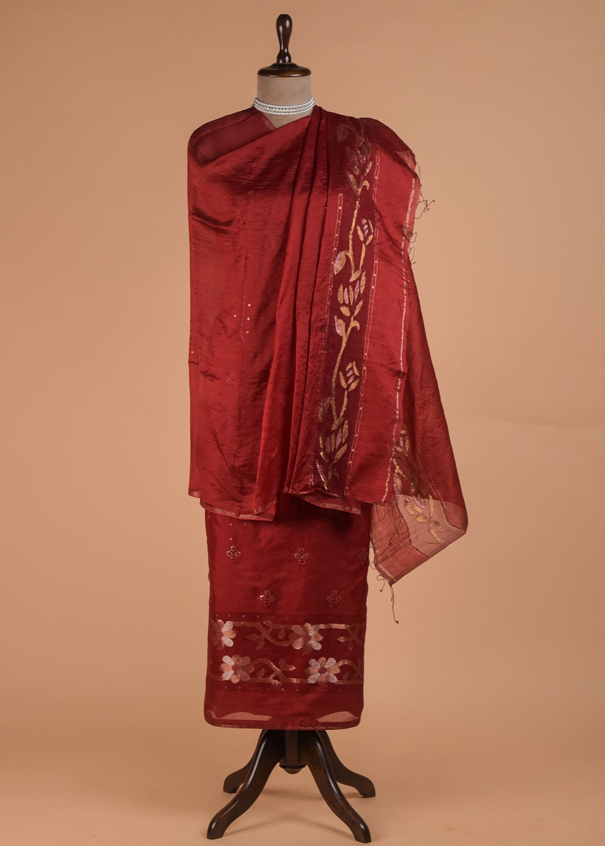 Red Silk Dress Material