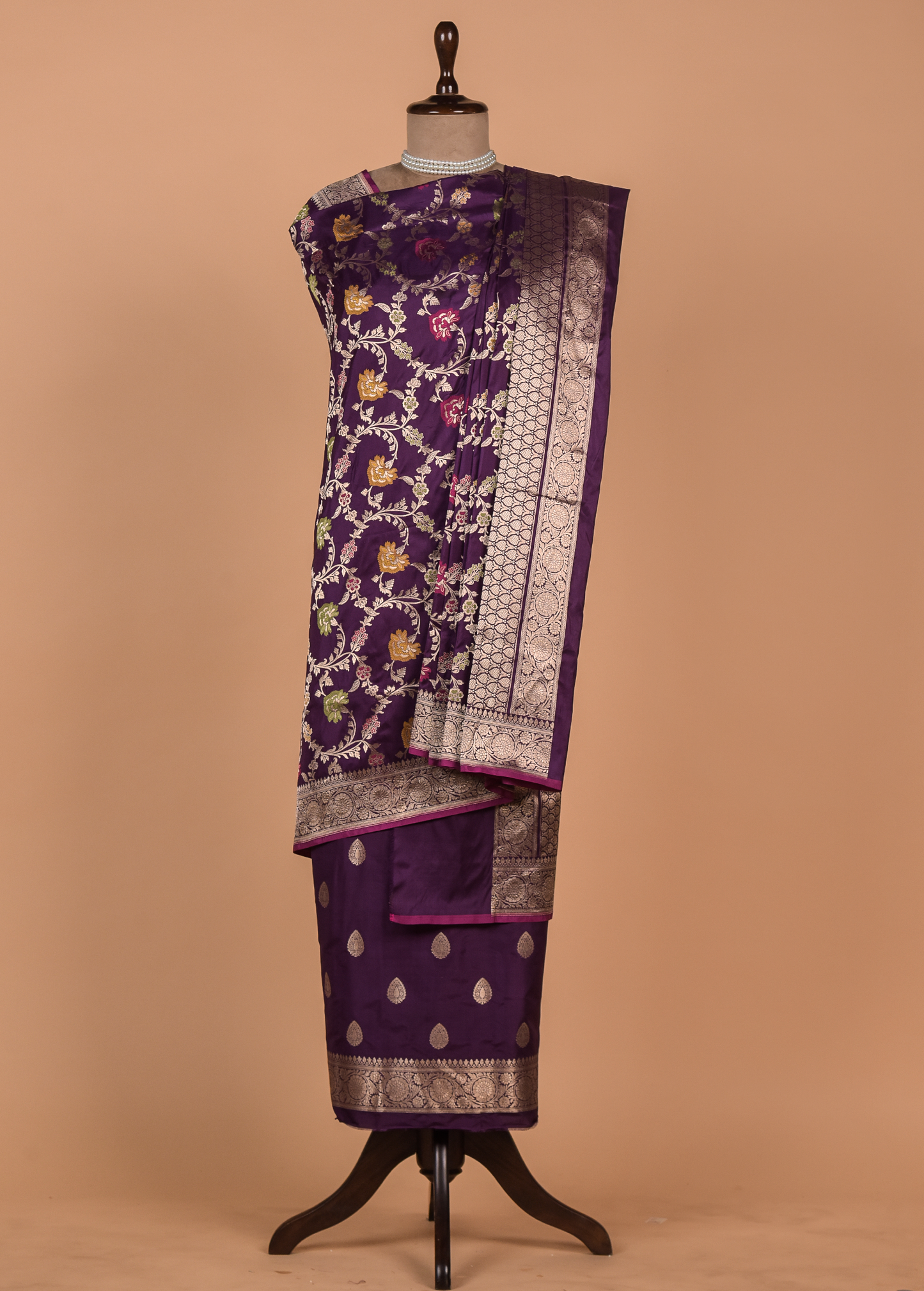 Purple Silk Dress Material