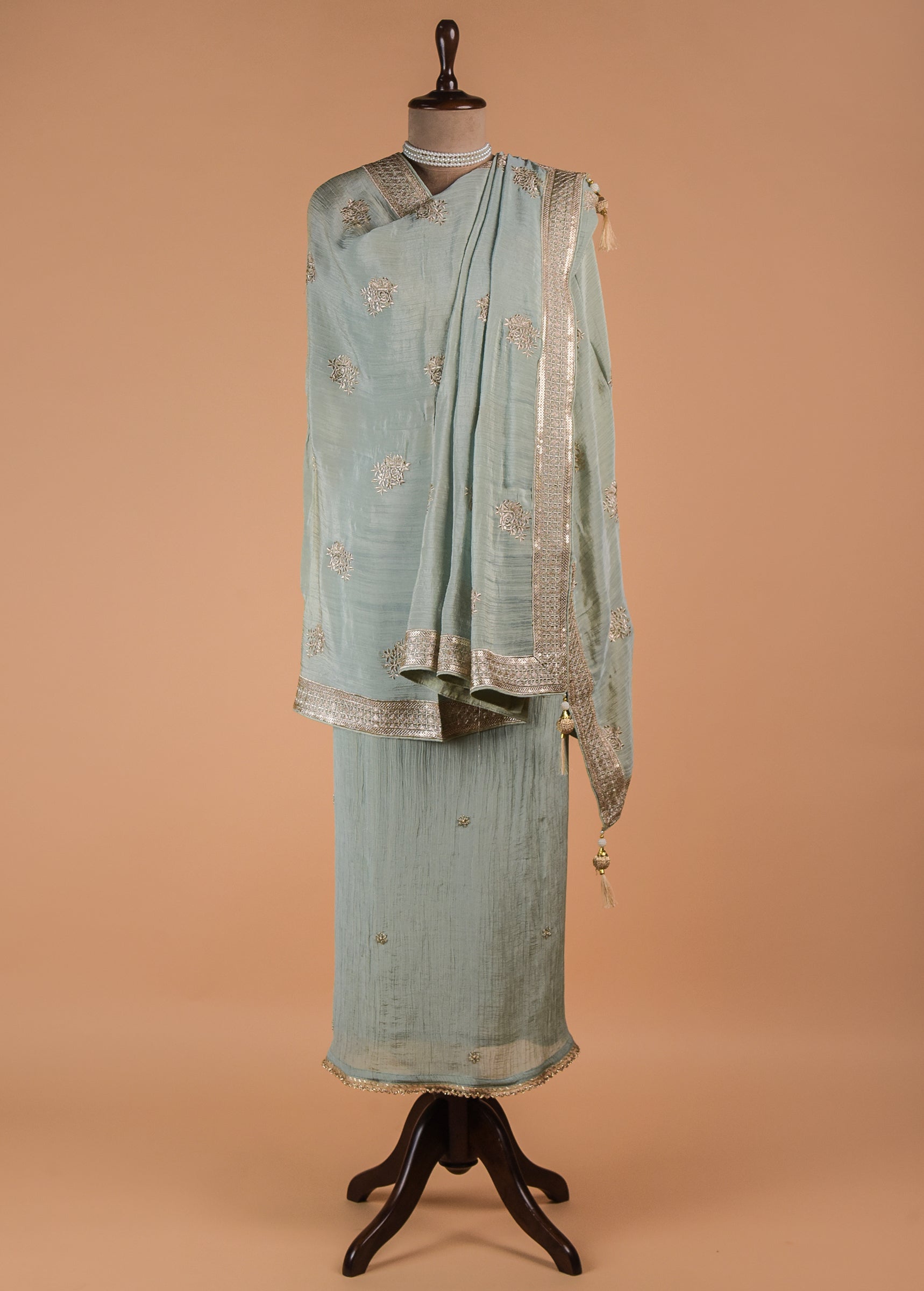 Blue Tissue Georgette Dress Material
