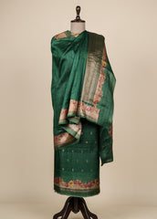 Green Tussar Dress Material